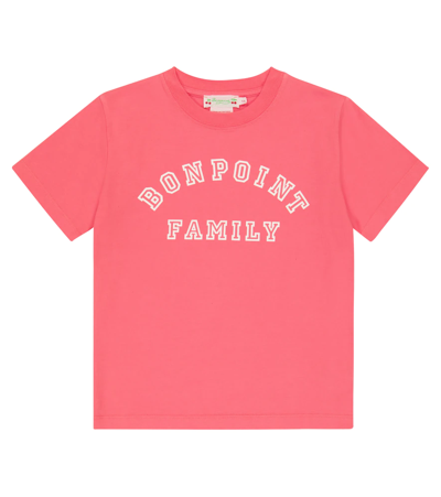 Shop Bonpoint Logo Cotton T-shirt In Upb Rose Camelia