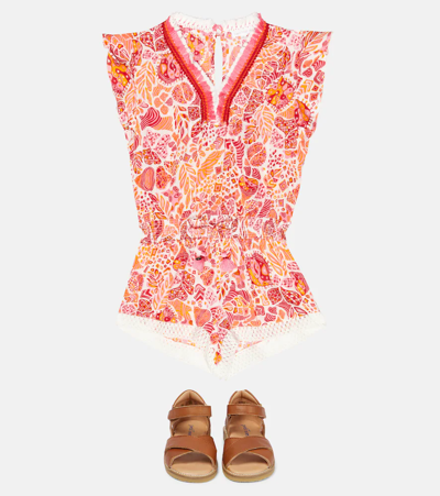 Shop Poupette St Barth Sasha Printed Playsuit In Red Chagal