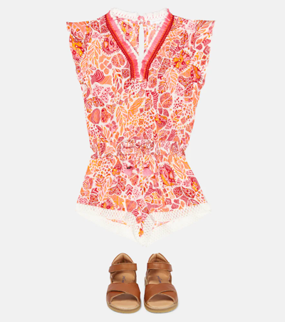 Poupette St Barth Sasha Printed Playsuit In Red Chagal