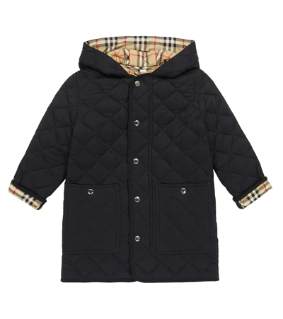 Shop Burberry Vintage Check Quilted Coat In Black