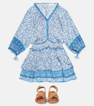 Poupette St Barth Ariel Floral Dress In Blue Mistral