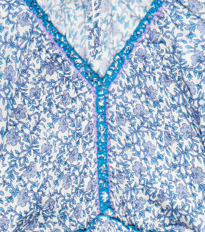 Poupette St Barth Ariel Floral Dress In Blue Mistral
