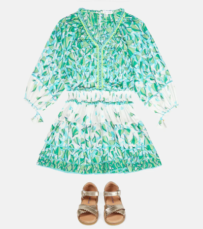 Poupette St Barth Ariel Printed Tiered Dress In Green Petale