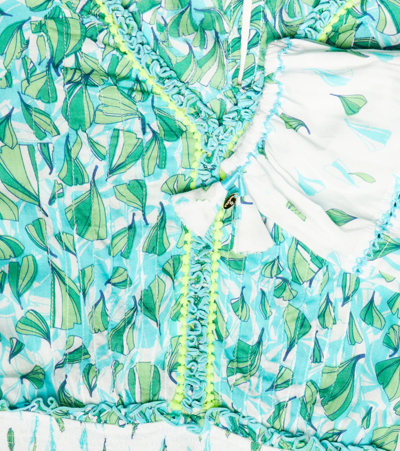 Poupette St Barth Ariel Printed Tiered Dress In Green Petale