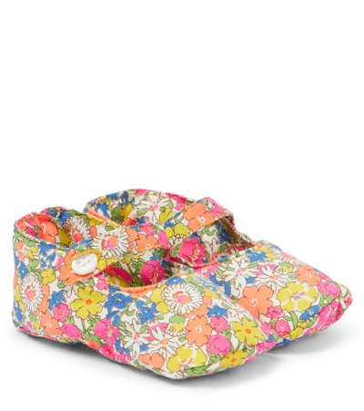 Shop Bonpoint Baby Lilibee Floral Slippers In Fl Multicolore