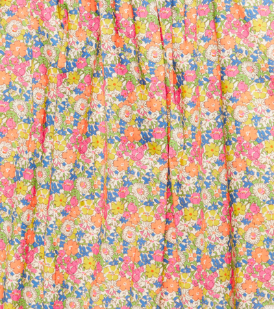 花卉抽褶棉质连衣裙