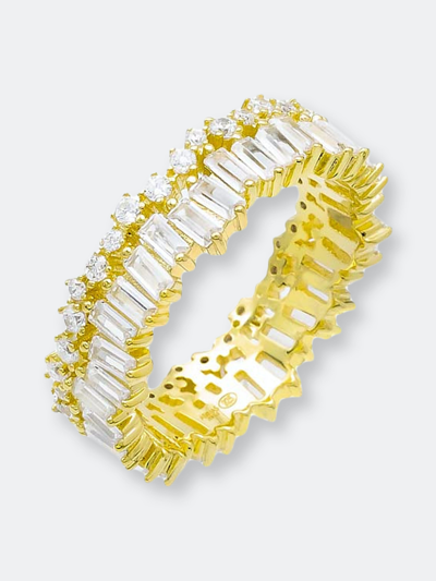 Shop Adinas Jewels By Adina Eden Baguette X Solitaire Double Row Eternity Band In Gold