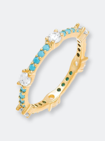 Shop Adinas Jewels By Adina Eden Colored Gemstone X Cz Thin Eternity Ring In Blue