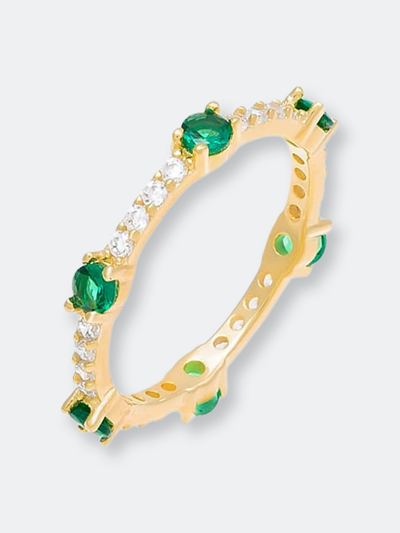 Shop Adinas Jewels By Adina Eden Colored Gemstone X Cz Thin Eternity Ring In Green