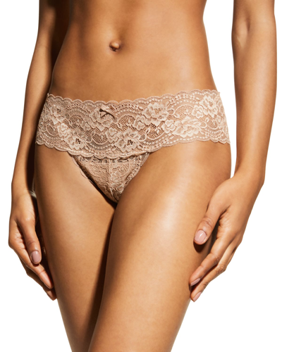 Shop Skarlett Blue Obsessed Lace Thong 3-pack In Cashmere
