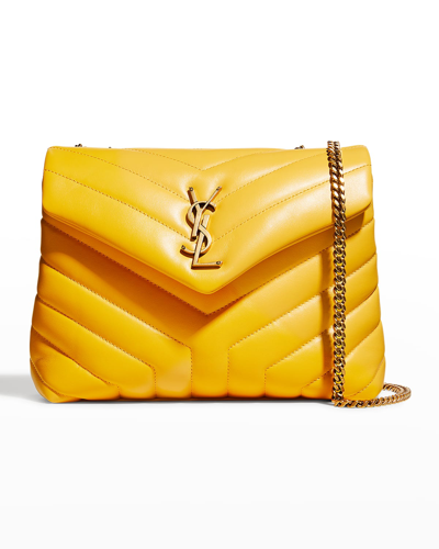 Shop Saint Laurent Loulou Small Matelasse Calfskin Flap-top Shoulder Bag In Yellow
