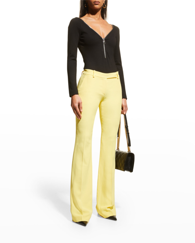 Shop Alexander Mcqueen Leaf Crepe Classic Suiting Pants In Yellow