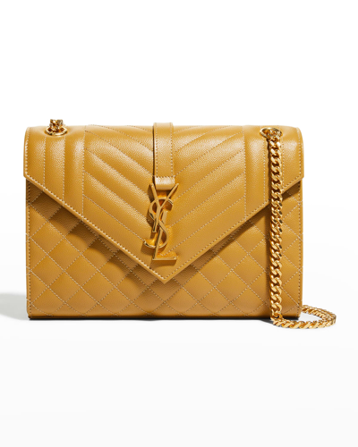 Shop Saint Laurent Medium Envelope Chain Shoulder Bag In Golden