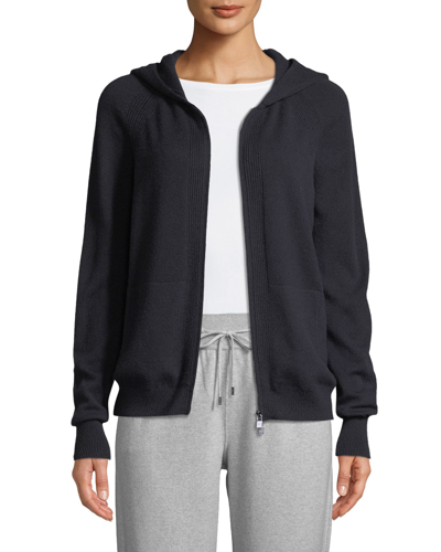 Shop Loro Piana Merano Cashmere Zip-front Hoodie Sweater In Navy