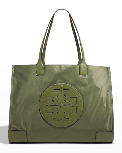 Shop Tory Burch Ella Logo Recycled Nylon Tote Bag In Palm Leaf