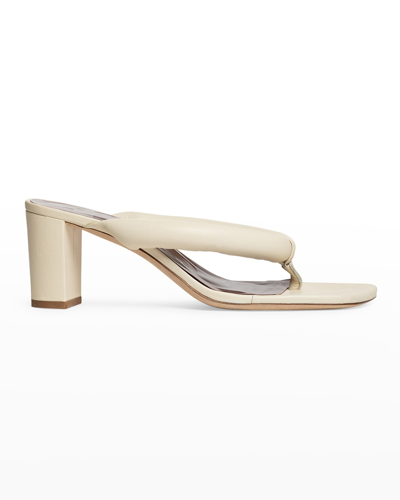 Shop Staud Rio Puffy Block-heel Thong Sandals In Cream