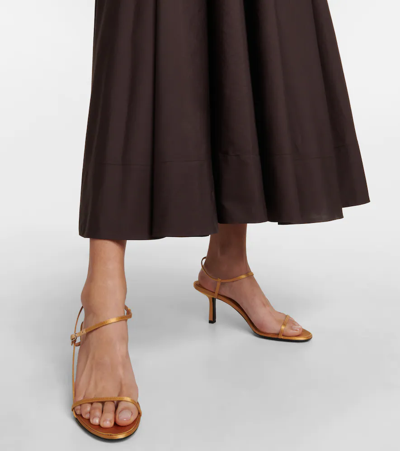 The Row Bare Satin Asymmetrical Slingback Sandals In Sand