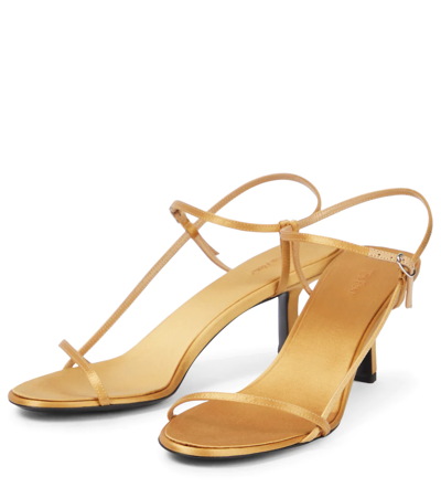 The Row Bare Satin Asymmetrical Slingback Sandals In Sand