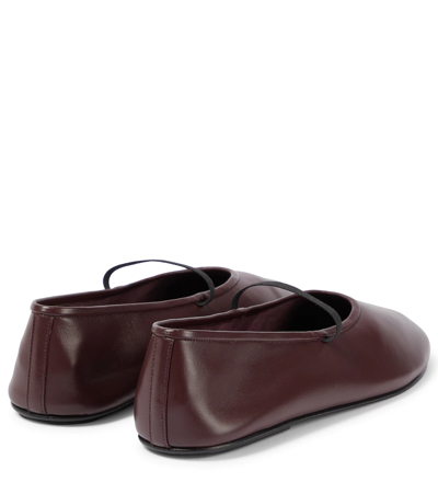 Shop The Row Leather Ballet Flats In Eggplant