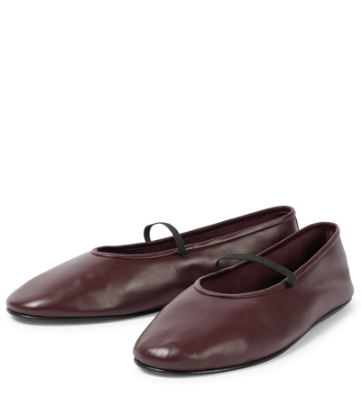 Shop The Row Leather Ballet Flats In Eggplant