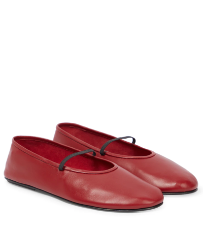 Shop The Row Leather Ballet Flats In Raspberry