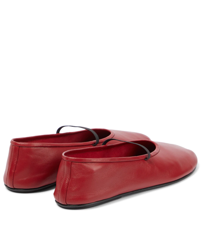 Shop The Row Leather Ballet Flats In Raspberry