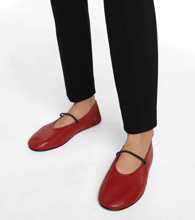 Shop The Row Leather Ballet Flats In Raspberry