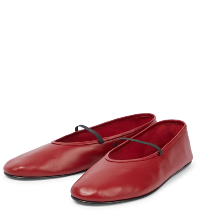 Shop The Row Leather Ballet Flats In Raspberry