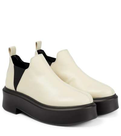 Shop The Row Robin Leather Platform Ankle Boots In Eggshell