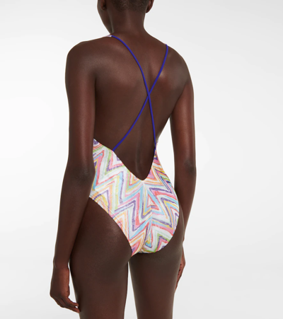 Shop Missoni Zig-zag One-piece Swimsuit In Printed Irregular Chevron Ss22