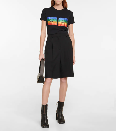 Shop Acne Studios Face Cotton-blend T-shirt In Black