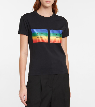 Shop Acne Studios Face Cotton-blend T-shirt In Black