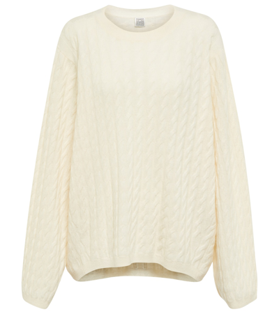 Shop Totême Cashmere Cable-knit Sweater In Off White