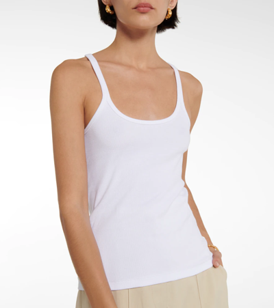 Shop Totême Cotton-blend Racerback Tank Top In White