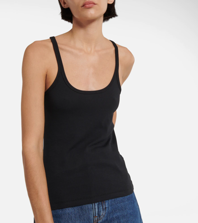 Shop Totême Cotton-blend Racerback Tank Top In Black