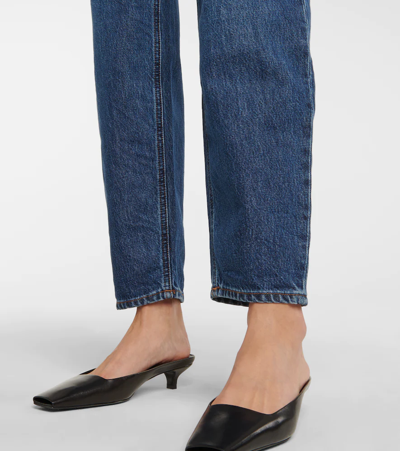 Shop Totême High-rise Tapered Jeans In Dark Blue