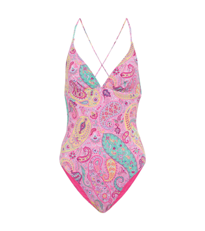 Shop Etro Paisley Swimsuit In Rosa