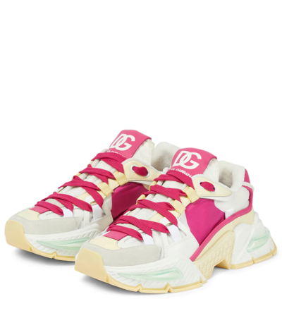 Shop Dolce & Gabbana Airmaster Suede-trimmed Sneakers In Multicolor