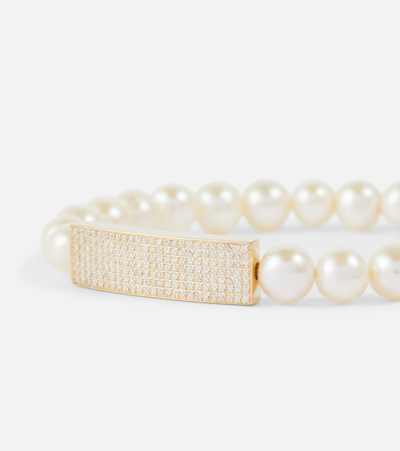 Shop Sydney Evan 14kt Gold Bracelet With Pearls In Yg/ Diamond/ Pearl
