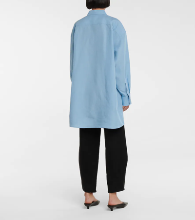 Shop Totême Oversized Linen-blend Shirt In Sky Blue