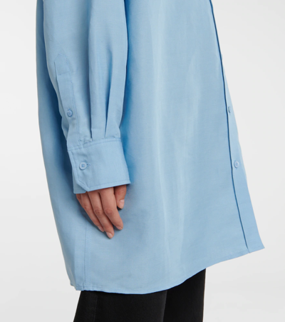 Shop Totême Oversized Linen-blend Shirt In Sky Blue