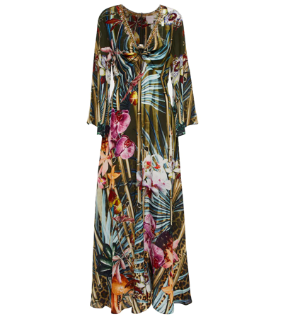 Shop Camilla Floral Silk Cutout Maxi Dress In Opassport To Para
