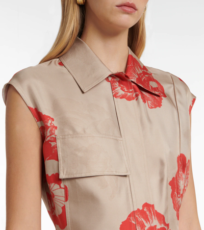 Shop Ferragamo Floral Silk Midi Dress In Fdomangiarot