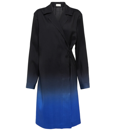 Shop The Row Pura Ombré Silk Coat In Black/electric Blue