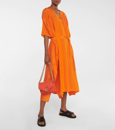 Shop Joseph Darya Silk Habotai Midi Dress In Radiant