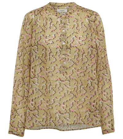 Shop Isabel Marant Étoile Maria Printed Cotton Blouse In Light Khaki