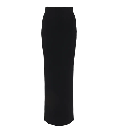 Shop Self-portrait Ribbed-knit High-rise Maxi Skirt In Black