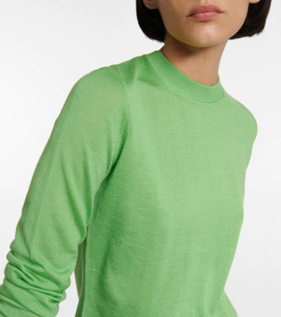 Shop Gabriela Hearst Virgil Cashmere And Silk Sweater In Fluorescent Green