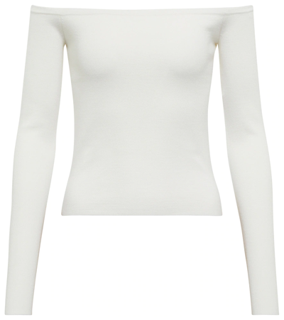 Shop Gabriela Hearst Ameri Off-shoulder Wool And Silk Top In Ivory