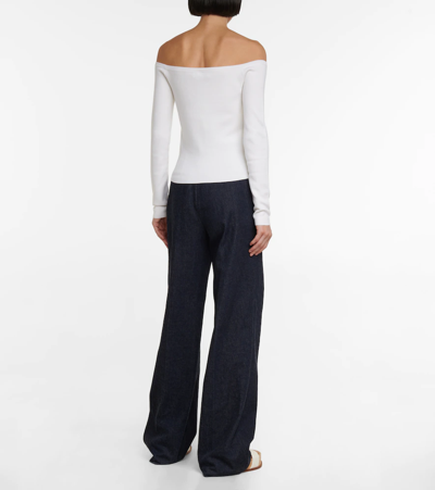 Shop Gabriela Hearst Ameri Off-shoulder Wool And Silk Top In Ivory